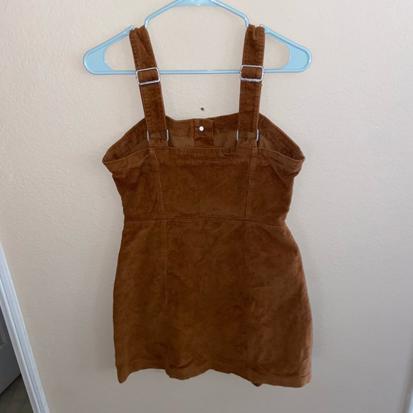 brown button front overalls corduroy cute y2k vintage dress mini hood core skirt - Picture 11 of 12